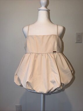 Missguided Cream Bubble Hem Spaghetti Strap Top